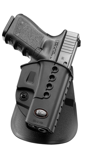 Fobus E2 Paddle Holster, Fits Glock 17/19/19X/22/23/31/32/34/35/45, Right Hand, Kydex, Black GL2E2