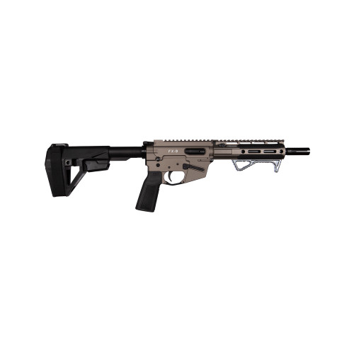 Freedom Ordnance, FX9 Elite Pistol, 9MM, 8" Barrel, Flat Dark Earth, SBA5 Pistol Brace, BCM B5 Grip & Trigger Guard, Warhammer Ambi Charging Handle, 32 Rounds