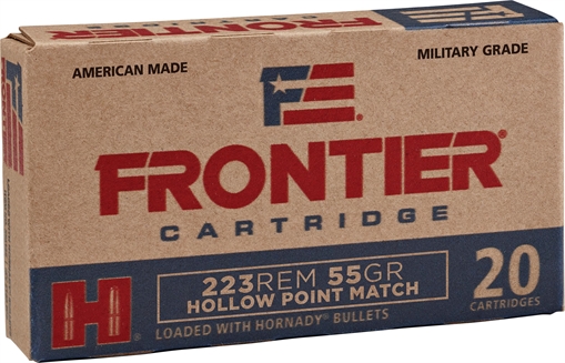 Frontier Cartridge Military Grade Centerfire Rifle 223Rem 55gr Hollow Point Match 20 Per Box/25 Case FR140