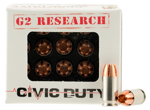 G2 Research Civic Duty 380ACP 64gr Copper Expansion Projectile 20 Per Box/25 Case G00621