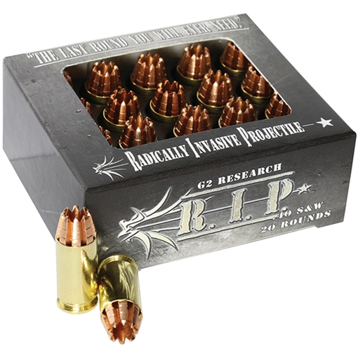 G2 Research RIP, 40 S&W, 115 Grain, Lead Free, 20 Round Box, California Certified Nonlead Ammunition G00003