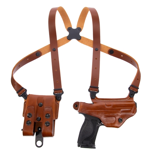Galco Miami Classic Shoulder System Size Fits Chest Up To 56" Tan Leather Compatible w/Glock 20/21/30 Right Hand MC228