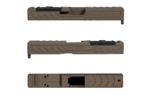 Grey Ghost Precision GGP-19 Stripped Slide, Version 6, Trijicon RMR/Leupold DPP Optic Cut, Cerakote Finish, Flat Dark Earth, Fits Glock 19 Gen 5 GGP-19-5-OC-FDE-V6