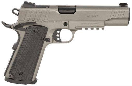 Girsan MC1911 S Influencer Full Size 10mm Auto 9+1 5" Black Steel Barrel, Tungsten Gray Cerakote Optic Ready/Serrated Steel Slide & Frame w/Picatinny Rail & Beavertail, Gray Polymer Grip 391148