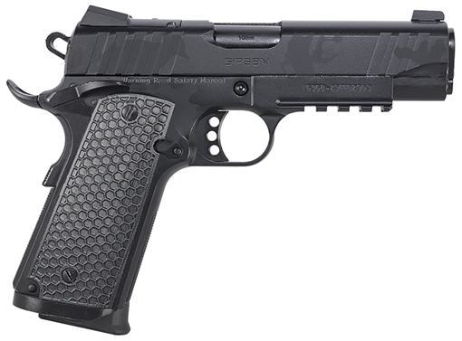 Girsan MC1911C Influencer, 1911, Semi-Automatic, Metal Frame Pistol, Commander Size, 45ACP, 4.4" Barrel, Optics Ready Slide, Steel, Camo Finish, Black, Composite Grips, 3-Dot Sights, Ambidextrous Safety, 8 Rounds, 1 Magazine 391154