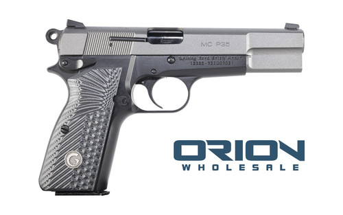 Girsan MC P35 High Power 9mm, 8.9" Barrel, Tungsten/Black Frame, G10 Grips, 15 Rd