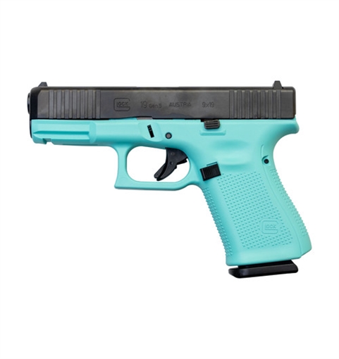 GLOCK 19 G19 HGA 9MM 4.0IN BBL 5LB FS 2 15RD MAGS ROBIN EGG BLUE CERAKOTE FRAME UI1950203REB
