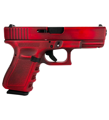 Glock 19 Gen 3 Custom "Distressed Red Slide and Grip" Handgun 9mm Luger 15/rd Magazine 4.02" Barrel PI1950203 MODRD