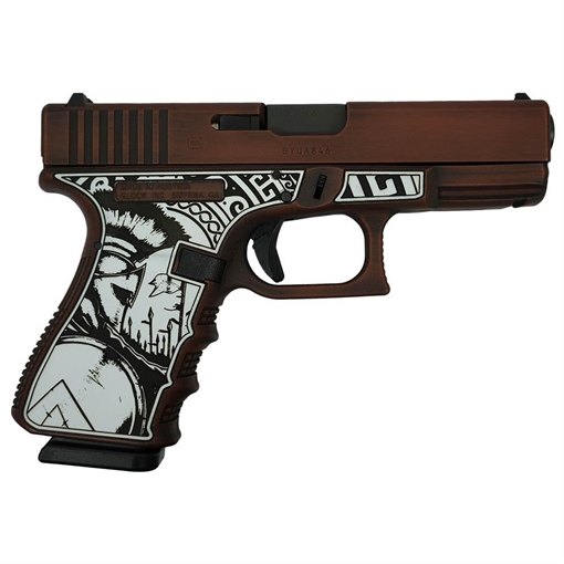Glock 19 Gen 3 Custom "Spartan Engraved Distressed Bronze" Handgun 9mm Luger 15rd Magazines (2) 4" Barrel Austria PI19502 MODSPTDB