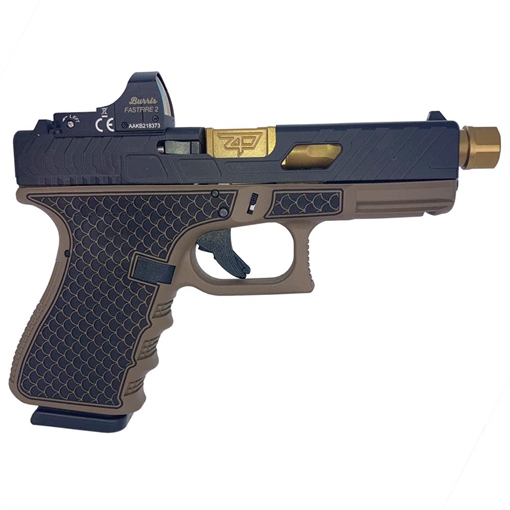 Glock 19 Gen 3 Custom "Threaded Gold Barrel Tarpon FDE Frame" Handgun 9mm Luger 15/rd Magazines (2) 4.6" Threaded Barrel with Burris Fast Fire II Red Dot Austria PI1950203 MODBBTB