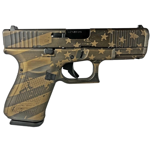 Glock 19 Gen 5 Custom "Distressed Flag Burnt Bronze" Handgun 9mm Luger 15/rd Magazines (3) 4.02" Barrel Austria PA195S203 MODDISFLAGBB