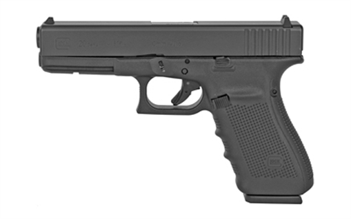 GLOCK 20 Gen 4, Striker Fired, Semi-automatic, Polymer Frame Pistol, Full Size, 10MM, 4.61" Barrel, Matte Finish, Black, Fixed Sights, 15 Rounds, 2 Magazines, Right Hand G20415AUT