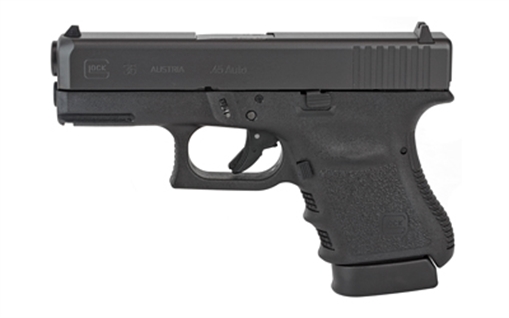 GLOCK 36, Semi-automatic, Striker Fired, Sub-Compact, 45 ACP, 3.77", Black, 6 Rounds, 2 Mags, Rebuilt, Fixed Sights, Polymer, Matte UR3650901FGR