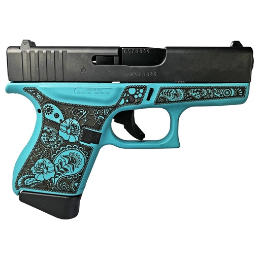 Glock 43 Gen 4 Custom "Robin's Egg Blue and Paisley" Subcompact Handgun 9mm Luger 6/rd Magazines (2) 3.41" Barrel USA UI4350201 MODGRFP