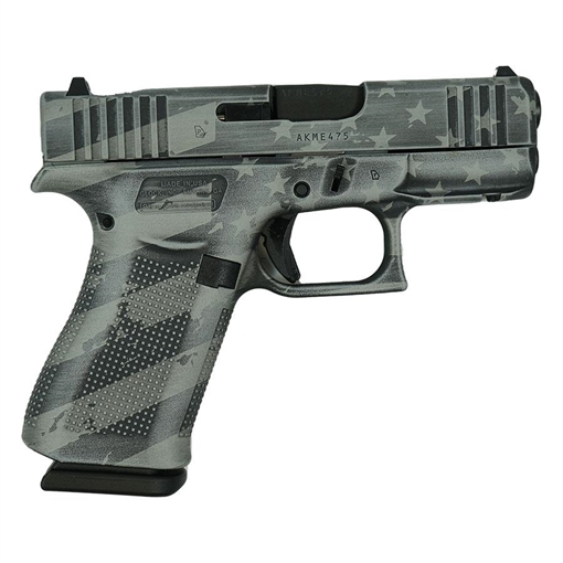 Glock 43X "US Flag" Distressed Gray Handgun 9mm Luger 10rd Magazines(2) 3.4" Barrel Accessory Rail USA Made UX4350201FR MODDISFLAGGRY