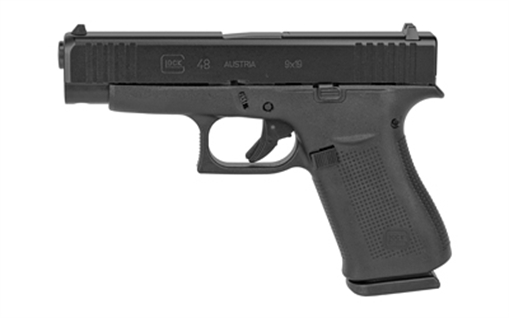 GLOCK 48, Striker Fired, Semi-automatic, Polymer Frame Pistol, Compact, 9MM, 4.17" Barrel, Matte Finish, Black, Fixed Sights, 10 Rounds, 2 Magazines, Right Hand G48AUT