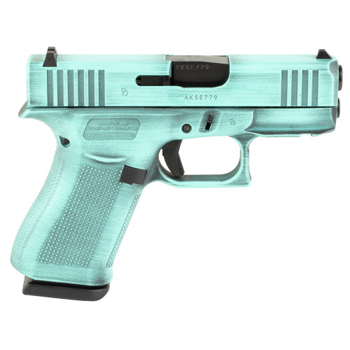 Glock 43X 9mm, 3.41" Barrel, Battle Worn Robins Egg Blue, Fixed Sights, 10rd