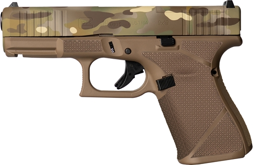 Glock G19 Gen5 MOS Compact Frame 9mm Luger 15+1 4.02" GMB Barrel, MOS Cut/Serrated Steel Slide, FDE Camo Polymer Frame w/Picatinny Rail, Ambidextrous PA195S204MOSNMCFDE