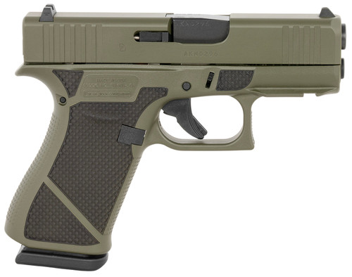Glock 43X 9mm, Olive Drab Green, 3.41" Barrel, Diamond Stippling Grip, 10rd