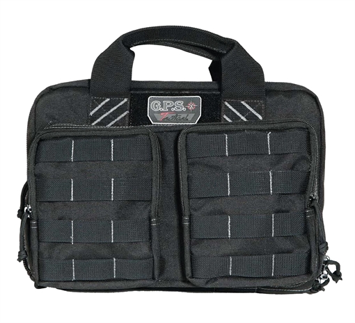 GPS Bags Tactical Quad +2 Black 1000D Polyester with YKK Lockable Zippers, 8 Mag Pockets, 2 Ammo Front Pockets, Visual ID Storage System & Holds Up To 6 Handguns T1311PCB