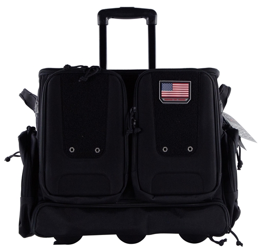 GPS Tactical Rolling Range Bag, Black, Soft Case, Foam Cradle Holds 6 Pistols, Internal Zipper Pocket Holds 4 Pistols, Oversize ATV Wheels, Additional External Pockets for Magazines, Binoculars, Ear Protection, Stapler, and Targets GPS-T2112ROBB