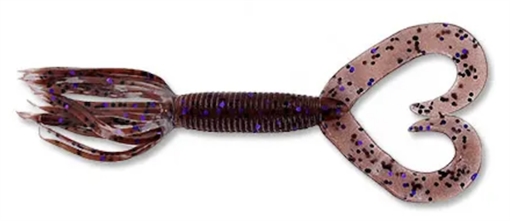 GSM DOUBLE TAIL HULA GRUB CINNAMON W/ BLK & PURPLE FLAKE 10PK YAM-93-10-221