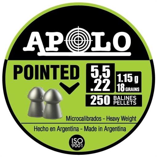 Hatsan Apolo Pointed Air Rifle Pellets 22 Cal 18 gr 250/ct E19601