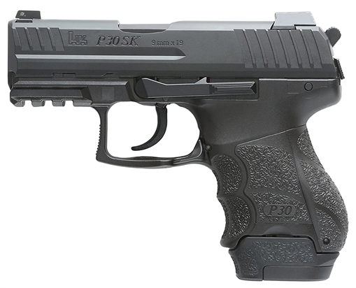HK P30SK V3 Sub-Compact Frame 9mm Luger 12+1/15+1 3.27" Black Steel Barrel, Black Cerakote Serrated Steel Slide, Black Polymer Frame w/Picatinny Rail, Ambidextrous 81001107