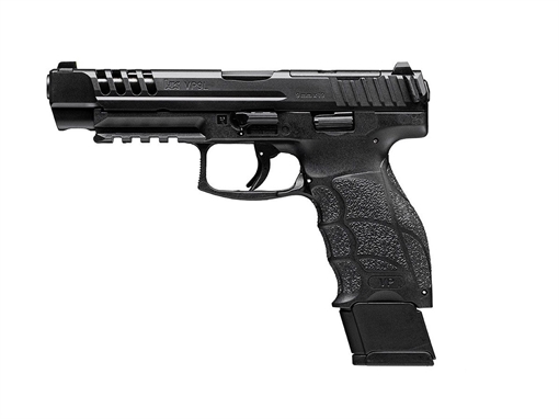 HK VP9L 9mm Luger 15+1 5" Black Polygonal Rifled Barrel, Long/Lightening Cuts/Optic Cut Steel Slide, Polymer Frame w/Picatinny Rail, Black Interchangeable Backstrap Grip 81001157