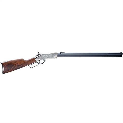 Henry Original Silver Deluxe Full Size 44-40 Win 13+1 24.50" Blued Octagon Barrel, Engraved Nickel-Plated Steel Receiver, American Walnut Wood Stock Right Hand H011SD