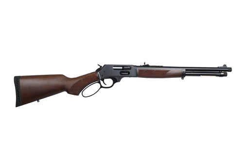 Henry H09 Provider Carbine 30-30 Winchester, 16.5" Threaded Barrel, Blued, American Walnut, Checkered, Adj Semi-Buckhorn Diamond Insert, Brass Bead Front