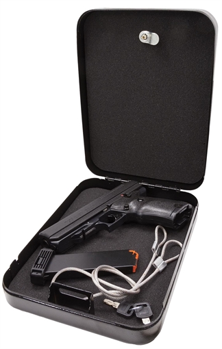 Hi-Point JHP Home Security Package 45 ACP 9+1 4.50" Black Steel Barrel, Serrated Steel Slide, Polymer Frame & Grip, Keyed Lock Box 34511HSP