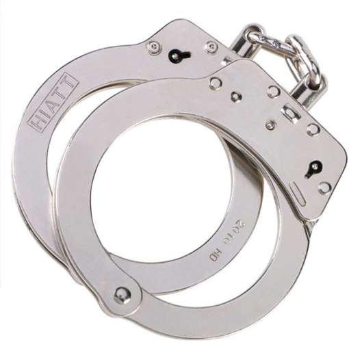 Hiatt Nickel Chain Handcuffs with Double Key Hole 1189171