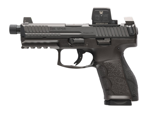 HK VP9A1 K Tactical, Compact, 9mm, 4.7" Threaded Barrel, Matte Black, Suppressor Height 3-Dot Sights, Tritium Front Sight, 10rd, 2 mags, Vortex CCW Closed Emitter Red Dot