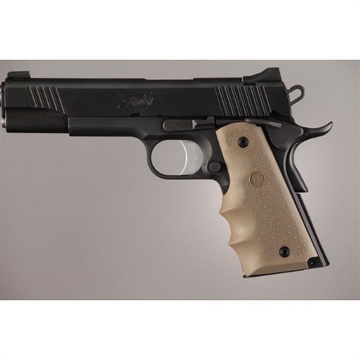 Hogue OverMolded Grip Cobblestone Desert Tan Rubber with Finger Grooves for 1911 Governement 45003