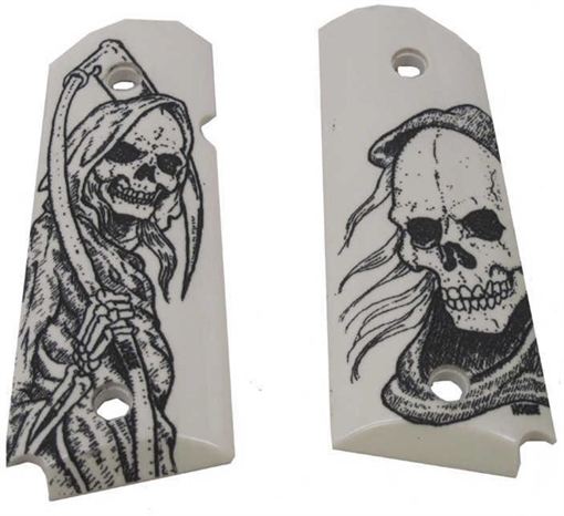 HOGUE COLT OFFICERS IVORY GRIM REAPER SCRIMSHAW POLY AMBI SAF HOG43026
