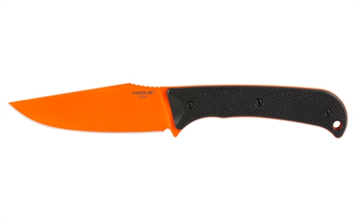 Hogue Extrak XL, Fixed Blade Knife, CPM M4 Steel, Plain Edge, 3.9" Clip Point Blade, Cerakote Finish, Black G-10 Handle, Orange Blade, Includes Sheath 35859