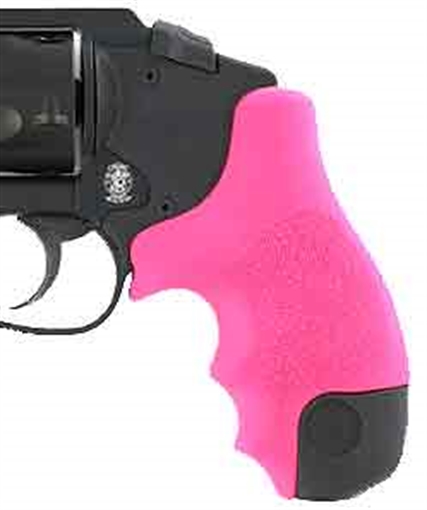 Hogue OverMolded Tamer Cobblestone Pink Rubber with Finger Grooves for S&W J Frame Centennial with Round Butt, Bodyguard 60027
