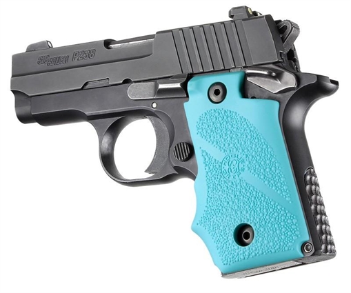 Hogue Rubber Grip with Finger Grooves for SIG Sauer P238 - Aqua 38004