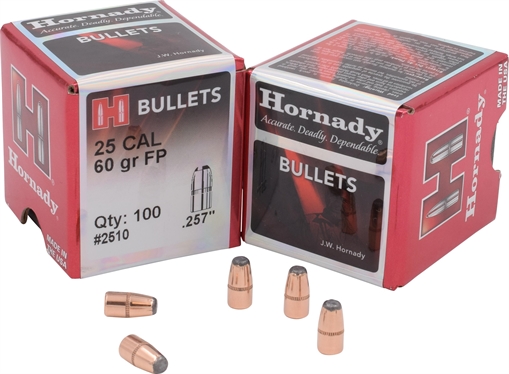 Hornady Traditional Varmint 25 Cal .257 60 gr Flat Point 100 Per Box/ 40 Case 2510