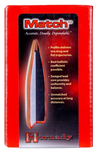 Hornady Match 30 Cal .308 155 gr Hollow Point Boat Tail Match 100 Per Box/ 15 Case 3039