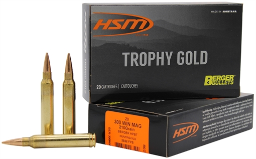 HSM Trophy Gold Extended Range 300 Win Mag 210 gr Berger Hunting VLD Match 20 Per Box/ 20 Case 300WM210VLD