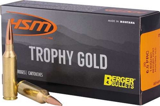 HSM TROPHY GOLD 6.5 PRC 140GR BERGER VLD 20RD 25BX/CS 65PRC140VLD BER65PRC140VLD
