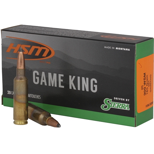 HSM Game King Rifle Ammunition 300 WSM Sierra Spitzer BT 165 gr. 20 rd. HSM-300WSM-40-N
