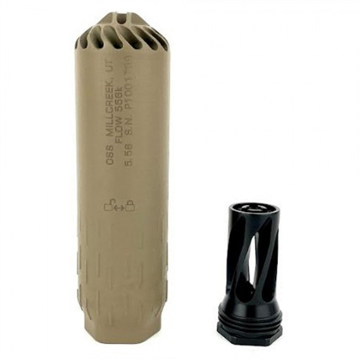 HUXWRX Safety Company Flow 556K, Suppressor, 5.5", 556NATO, C-Series Cerakote Finish, Flat Dark Earth, 17-4PH Stainless Steel, Includes 1/2X28 Flash Hider 2450