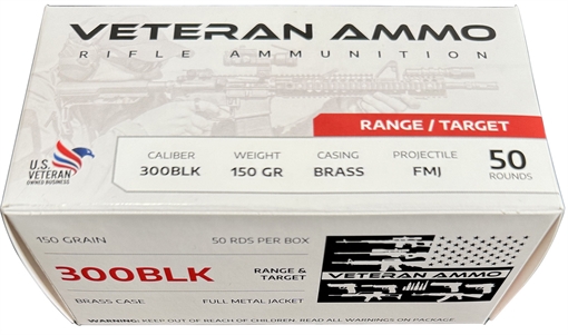 Hyperion Munitions Veteran Ammo 300 Blackout 150 gr Full Metal Jacket 50 Per Box/10 Case HMBX300BLK15050
