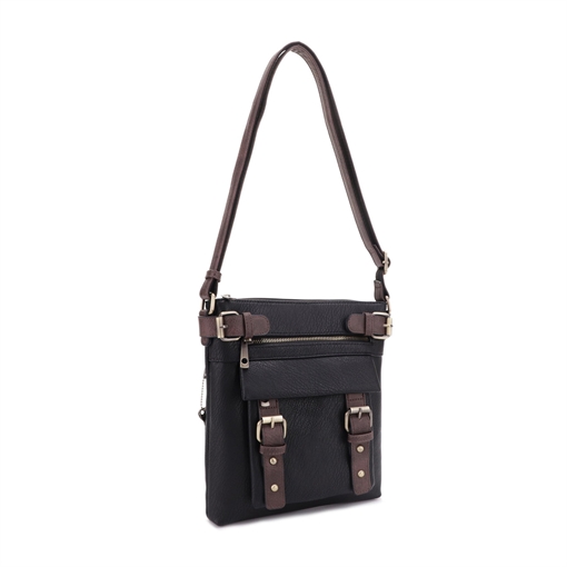 JESSIE & JAMES HANNAH CONCEALED CARRY LOCK AND KEY CROSSBODY HANDBAG 11 H X 9 W X 1.5 D ( BLACK ) MC8535LBKCF
