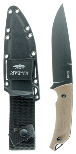 Ka-Bar Jarosz Turok 6.25" Fixed Clip Point Plain Black 1095 Cro-Van Blade, Brown Ultramid Handle, Includes Sheath 7503