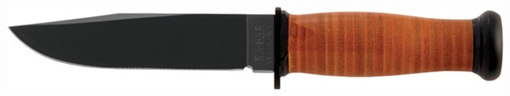 KA-BAR MARK 1 KNIFE 9.375 OAL 5.125 IN CLIP POINT BLADE LEATHER HANDLE W SHEATH 2225