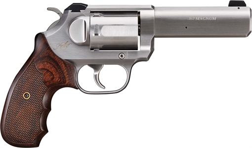 Kimber Mfg, Inc K6S Combat DA/SA 357 Mag 6 Shot 4" Brushed Stainless Stainless Steel Barrel & Cylinder, Brushed Stainless Steel Frame, Walnut 3-Finger Target Grip, Exposed Hammer 3400031